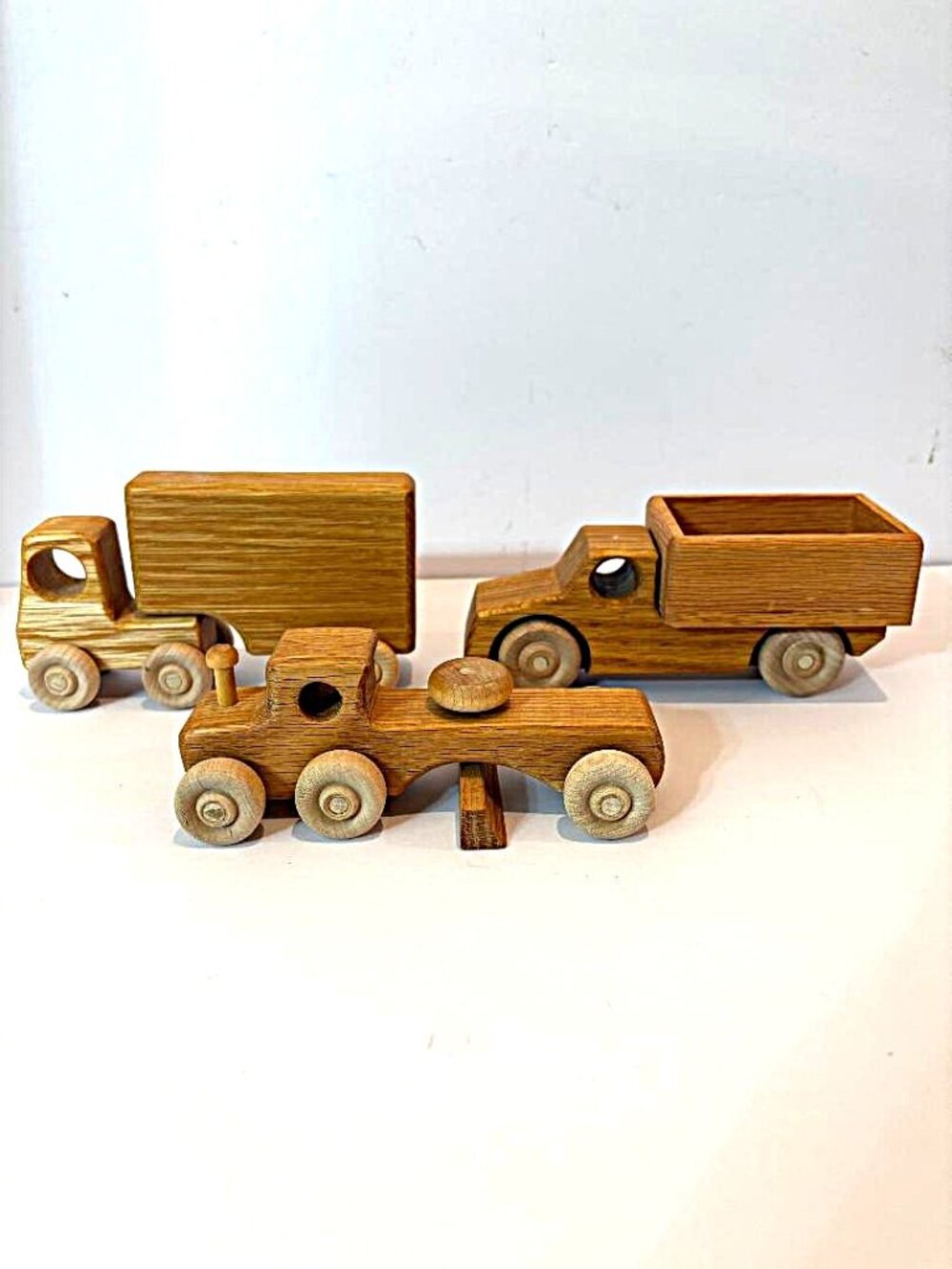 Handcrafted Vintage Heirloom Quality Hardwood Wooden Toy Vehicles - 3-piece set